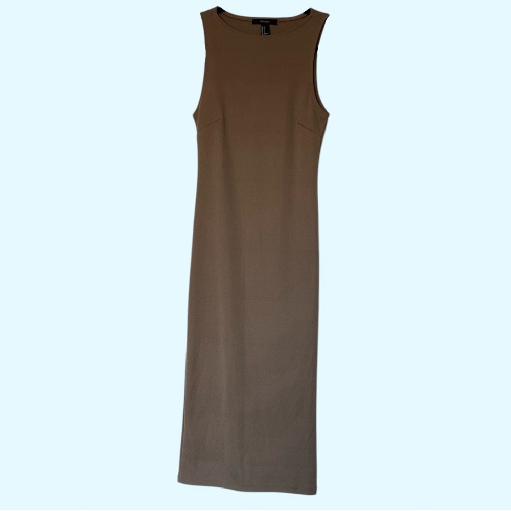 Forever21 Taupe/Tan Sleeveless Brown Midi Dress in Size Small